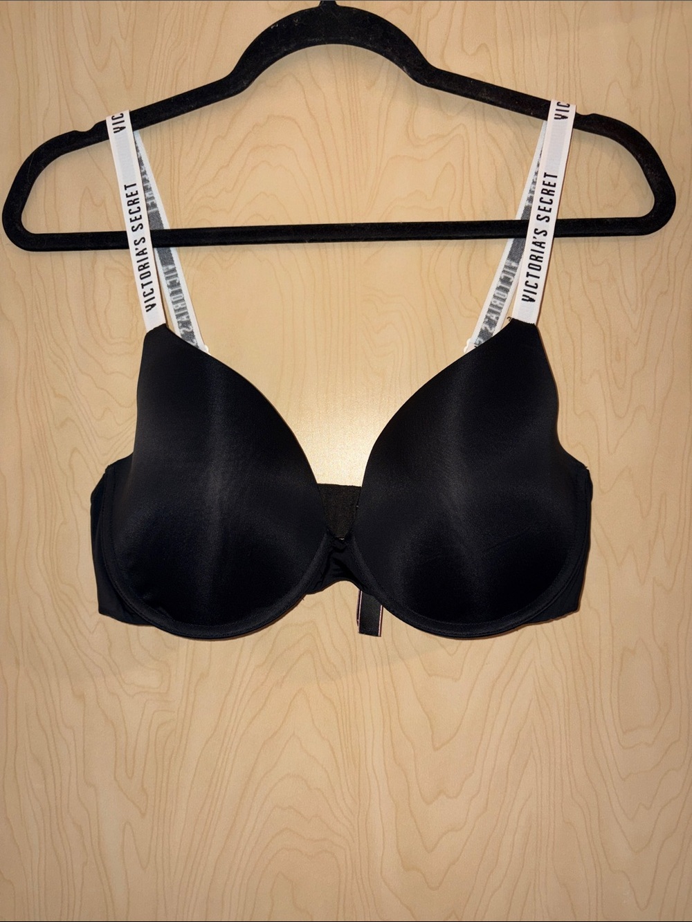 Victoria's Secret Black Bra with White Branded Straps